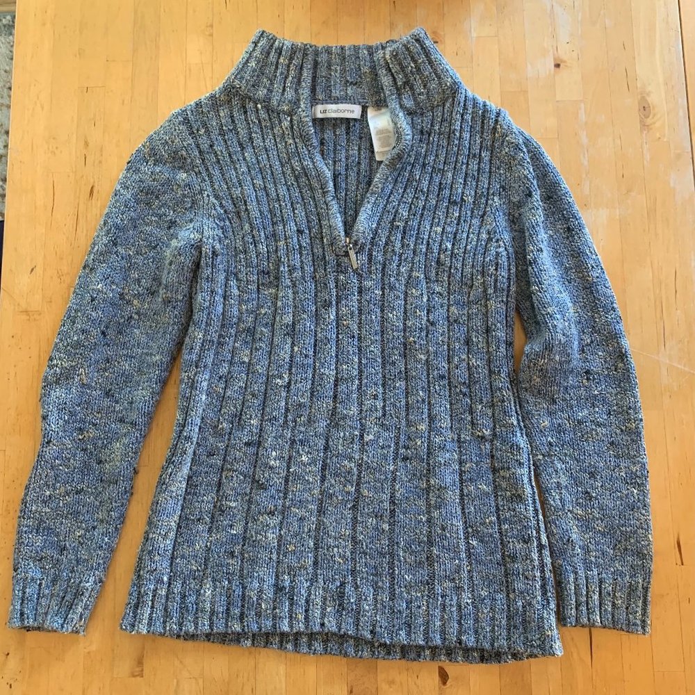 Blue Liz Claiborne Ribbed Sweater